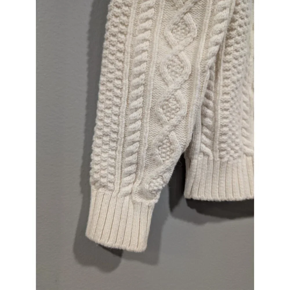 Janie and Jack Sweater Cream Cable Knit Shawl Collar Knit Boys size 6